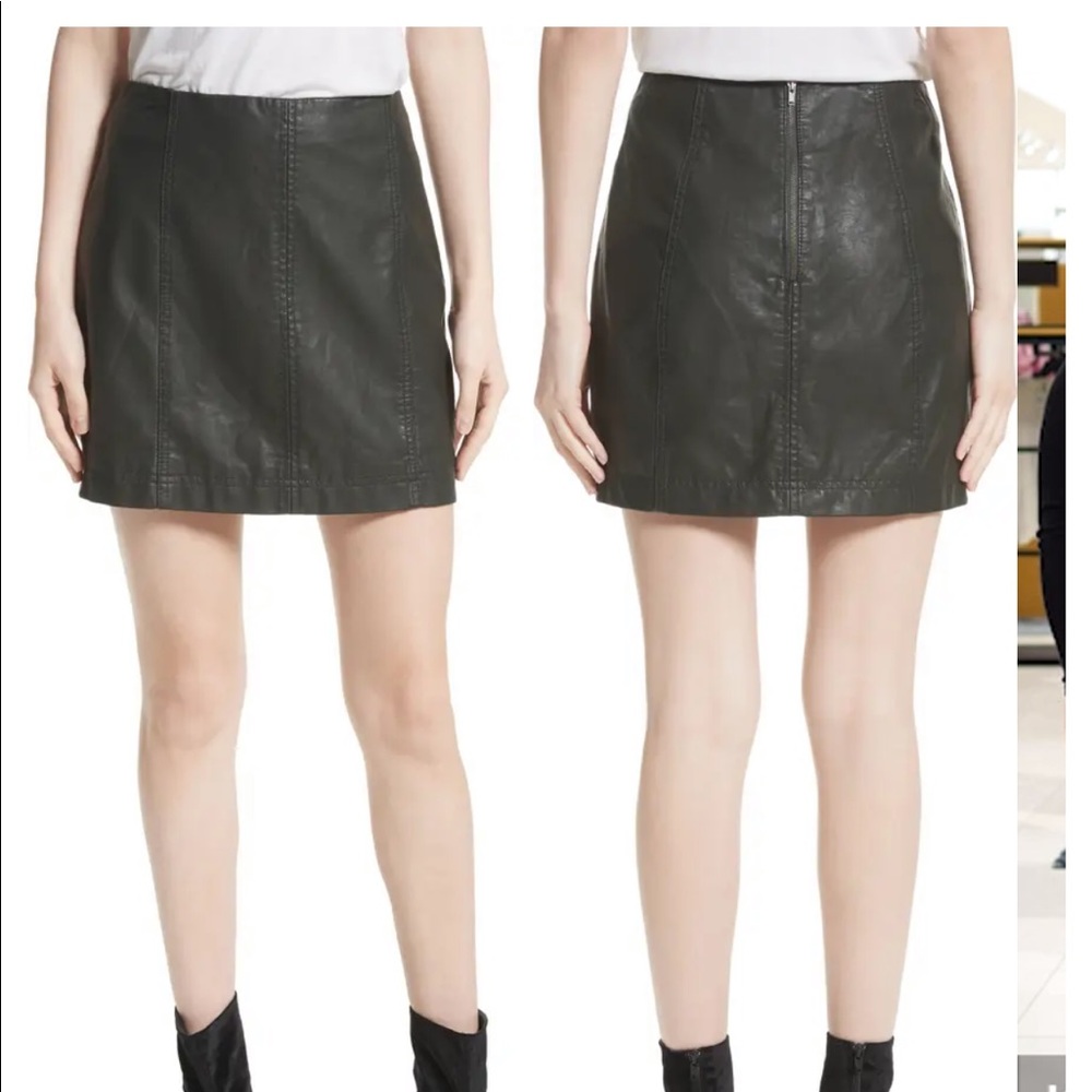 Free people size 8 black faux leather skirt